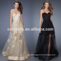 Sexy Schwarz Elfenbein Champagner Lace Lange Abendkleid